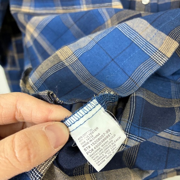 Ely Cattleman Blue Plaid Western Pearl Snap Shirt Men's Medium Cowboy Retro - Picture 8 of 8